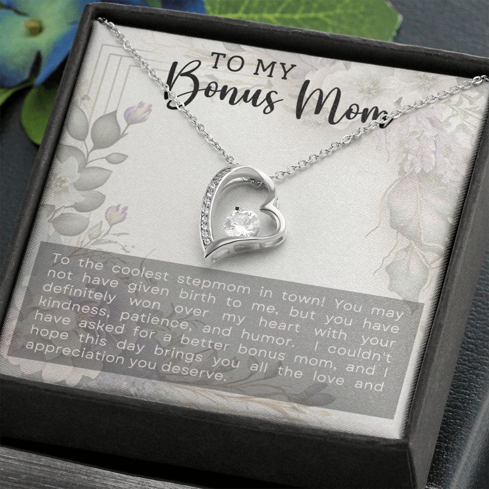 To My Bonus Mom The Coolest Stepmom Forever Love Necklace