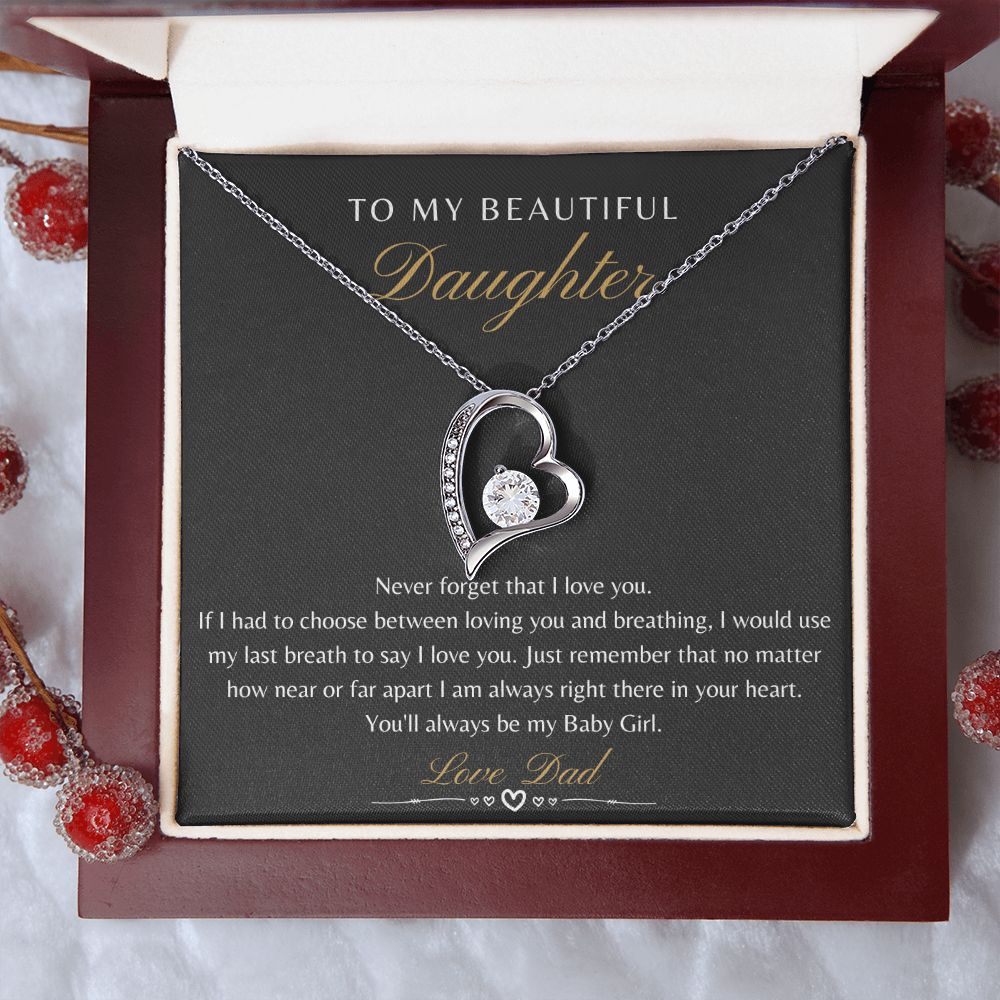 Daughter From Dad - Never Forget That I Love You - Forever Love Necklace Gift