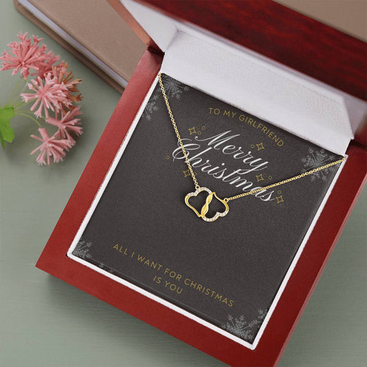 Anniversary Gift 14k Gold Diamond Necklace, Girlfriend Christmas Gift, Anniversary Gift from Boyfriend, Wedding Gift for Bride, Everlasting Love