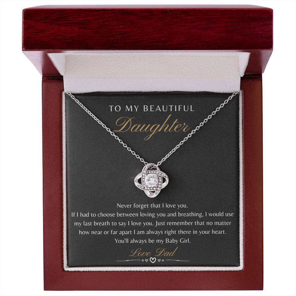 Daughter From Dad - Never Forget That I Love You - Love Knot Necklace