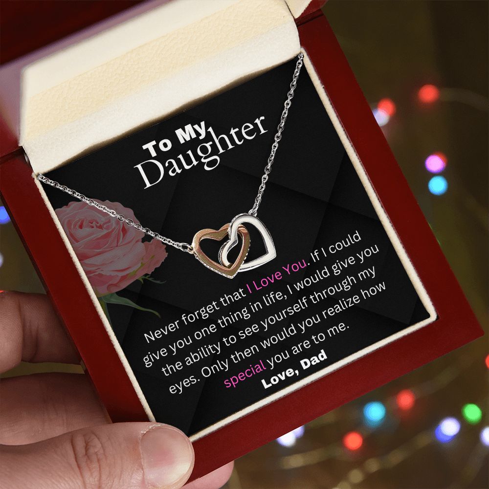 Daughter From Dad - If I Could Give You One Thing In Life - Interlocking Hearts Necklace