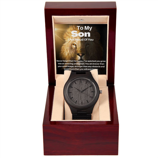 Son From Mom - Braver Stronger - Wooden Watch