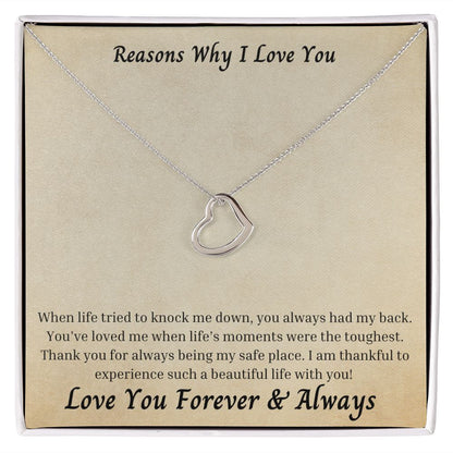 Reasons Why I Love You 008 Delicate Heart Necklace