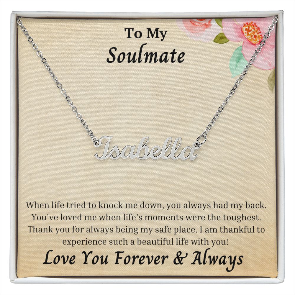 Soulmate - Such A Beautiful Life With You flower Personalized Name Necklace