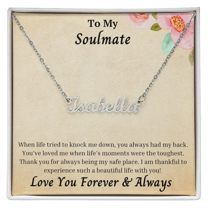 Soulmate - Such A Beautiful Life With You flower Personalized Name Necklace
