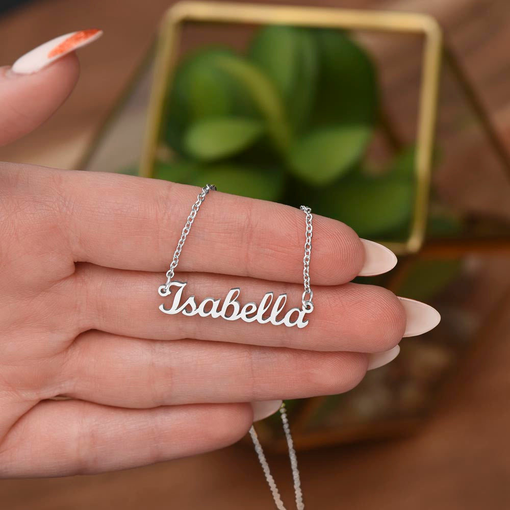 December Narcissus Flower 001 Personalized Name Necklace
