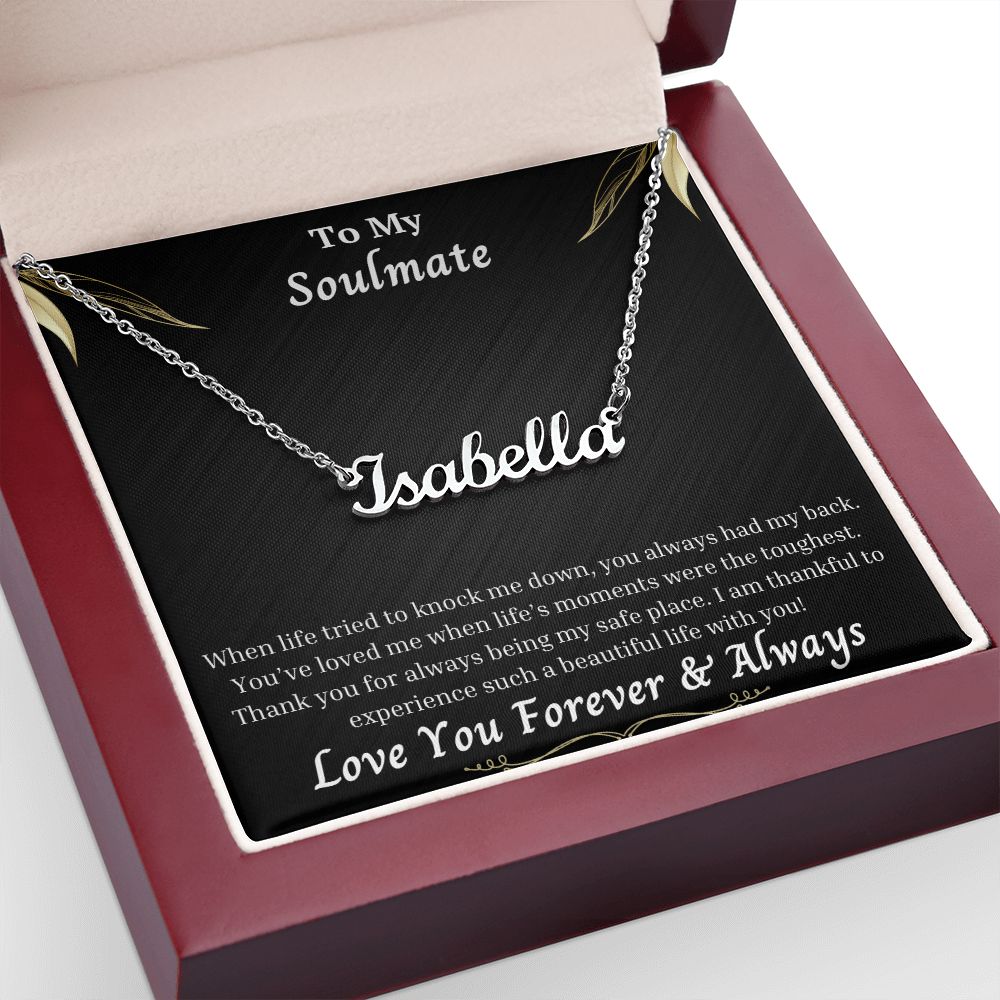 Soulmate - You Always Had My Back blk Personalized Name Necklace