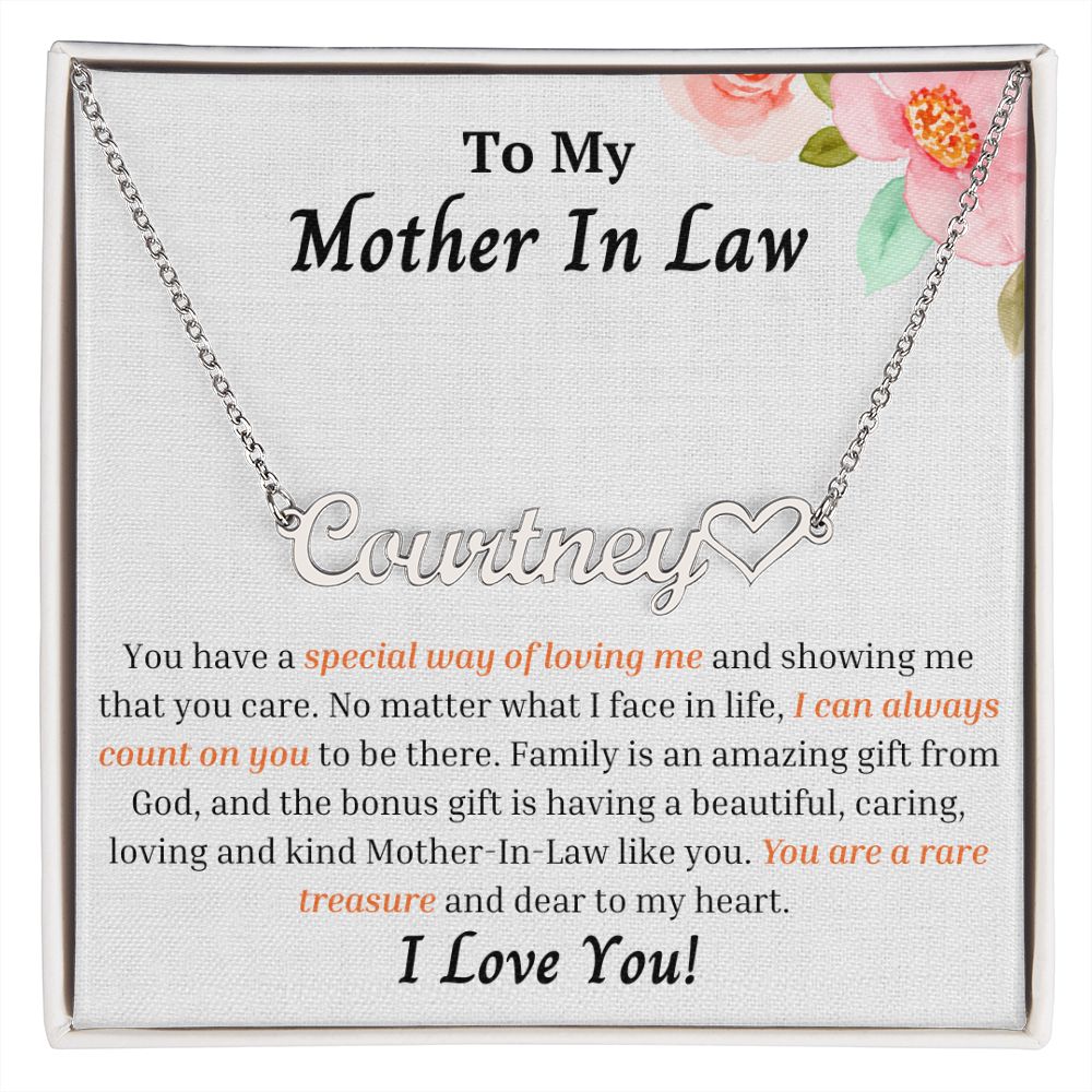 To My Mother In Law Personalized Name Necklace w/Heart