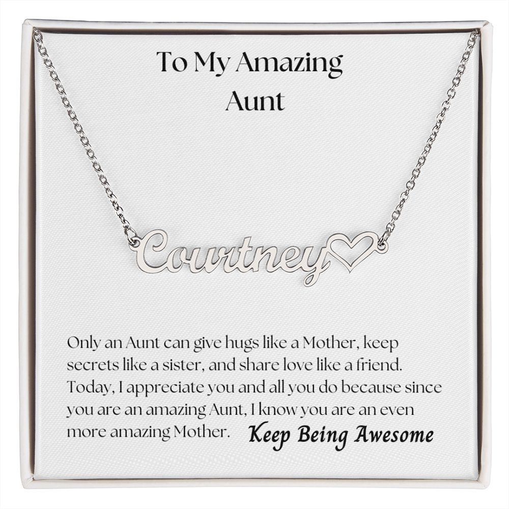 To My Amazing Aunt Personalized Name Necklace w/Heart