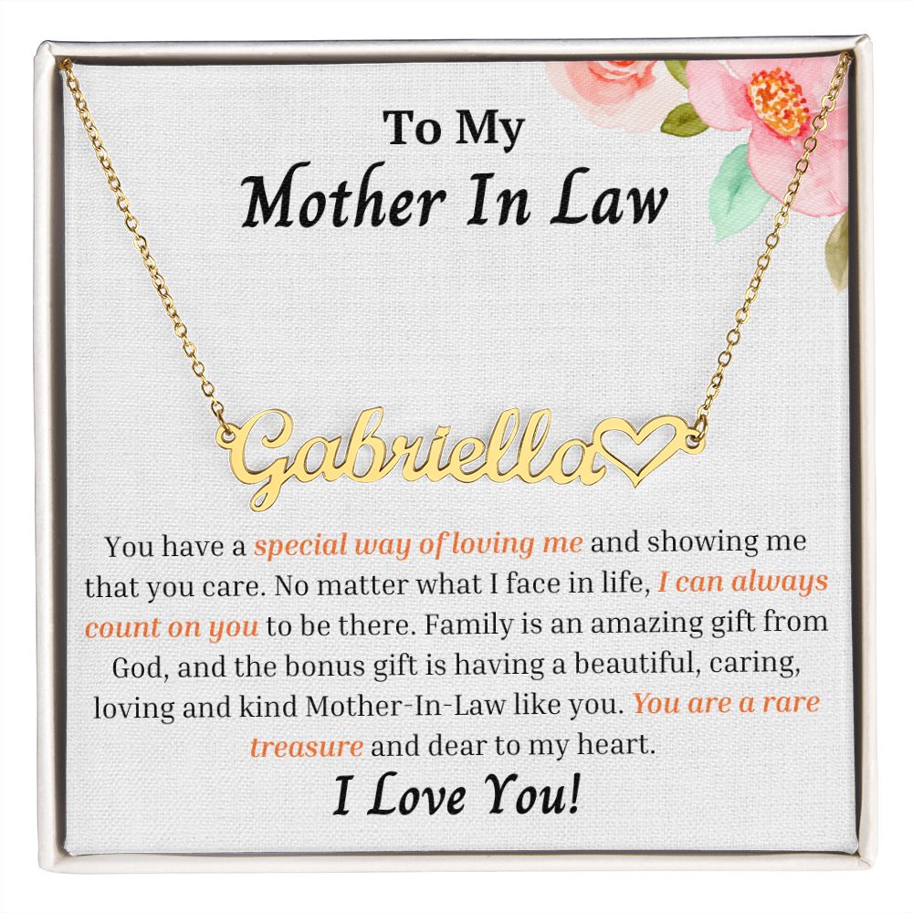 To My Mother In Law - Personalized Name Necklace with Heart