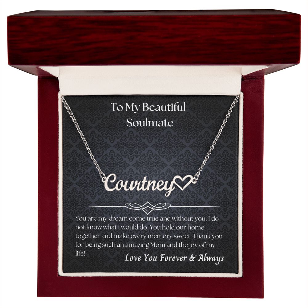 To My Beautiful Soulmate Personalized Name Necklace w/Heart