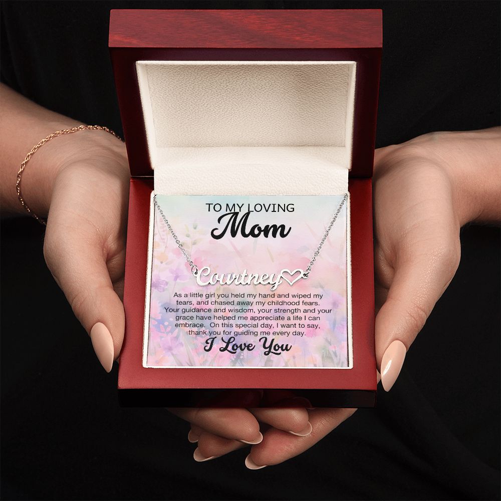 To My Loving Mom - Personalized Name Necklace with Heart