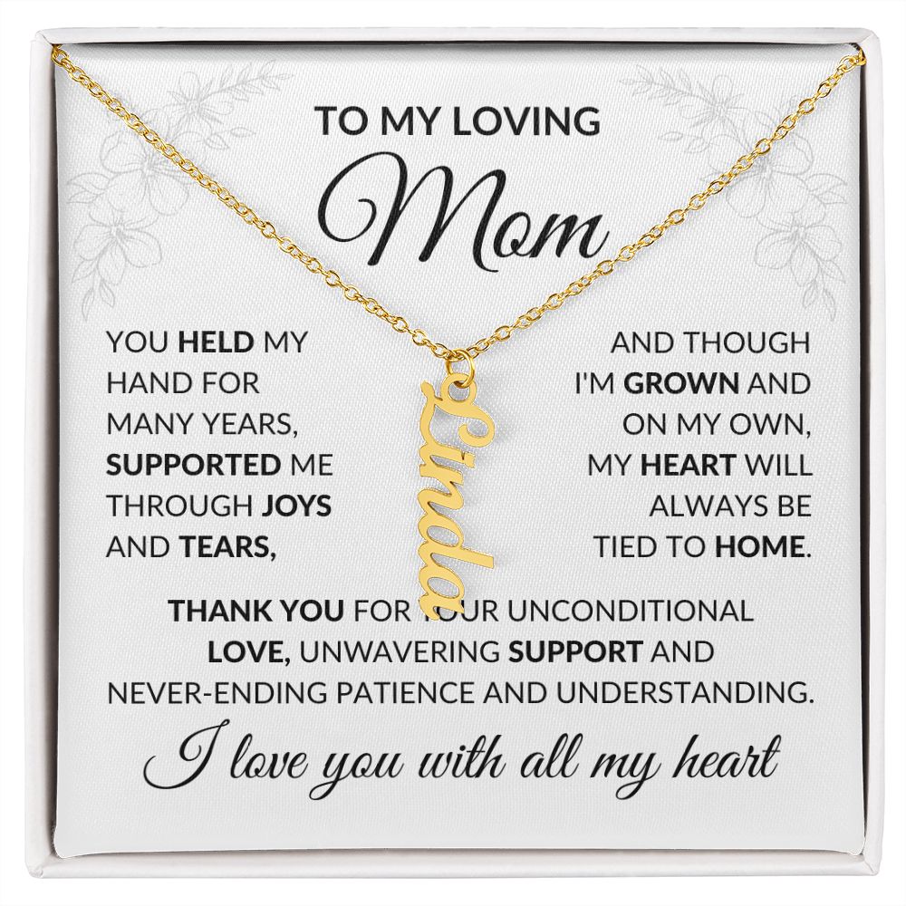 To My Loving Mom - Vertical Personalized Name Necklace