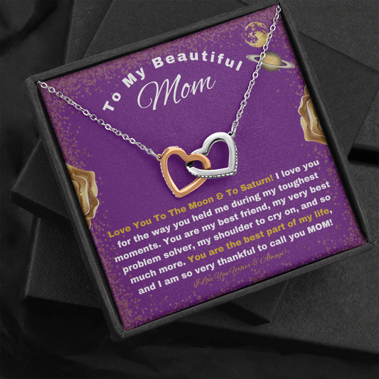 Love You To The Moon And To Saturn, Mothers Day Gift from Daughter, Sentimental Gift for Mom Birthday From Daughter, From Son, Message Necklace For Mom