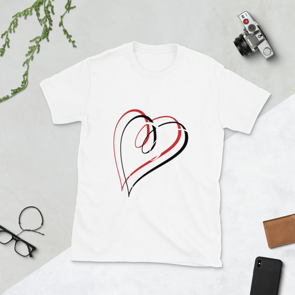 Women’s Valentine’s Tee, Heart Love Tee, Valentines Tees, Valentine’s Shirts, Heart T-shirt Short-Sleeve Unisex T-Shirt