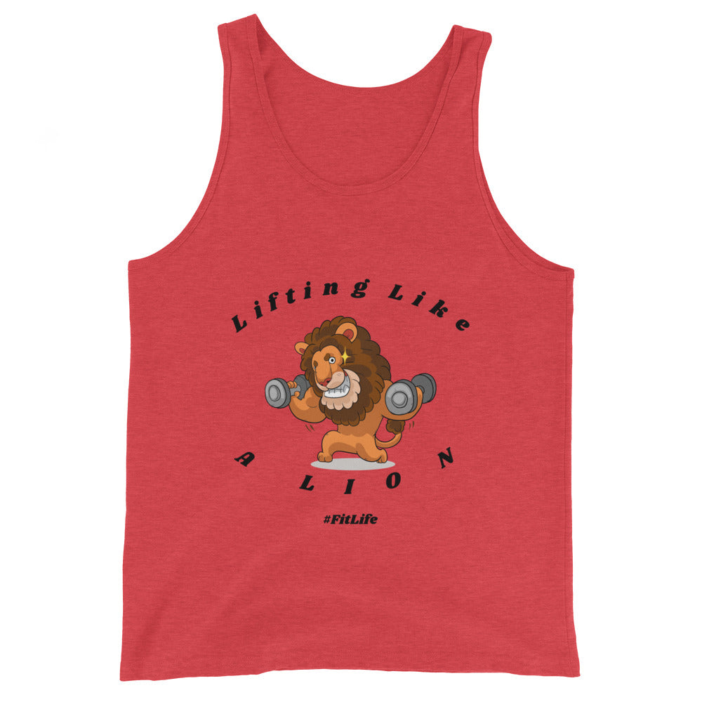 Funny Fitness Workout Gift Unisex Tank Top Lifting Like A Lion Fit Life Gym Fanatic Sleeveless