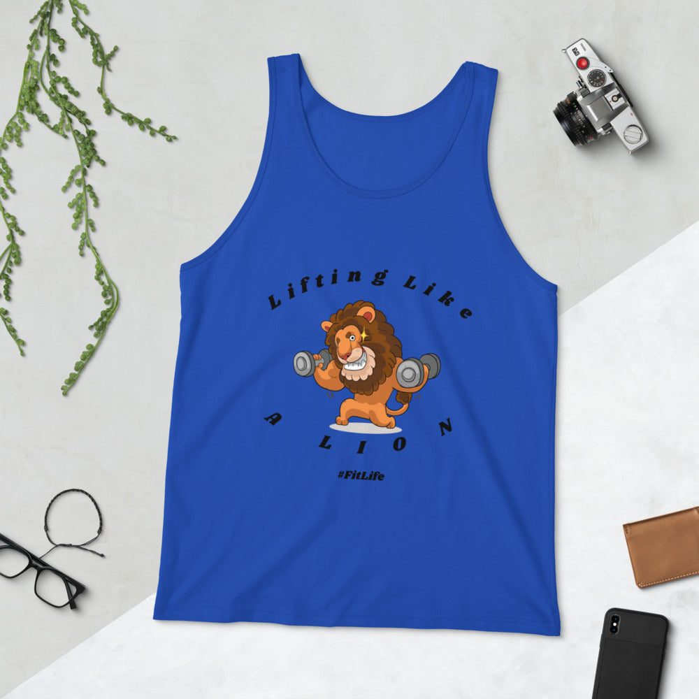Funny Fitness Workout Gift Unisex Tank Top Lifting Like A Lion Fit Life Gym Fanatic Sleeveless