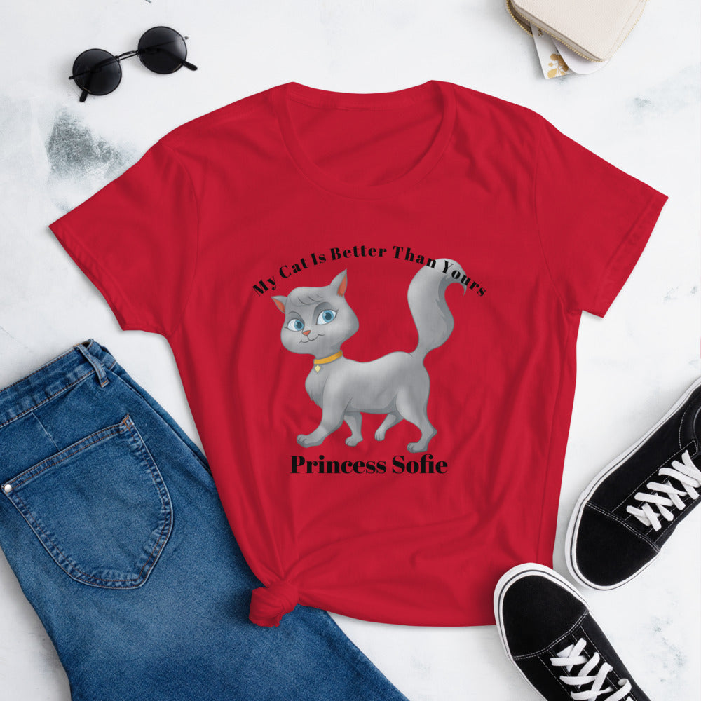 Personalized Tshirt, Cat Tshirt, Cat Lady Tshirt, Funny Cat Tee, Women's short sleeve t-shirt